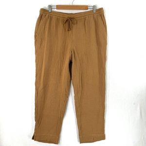J JILL Women’s Sz 1X Cotton Gauze Textured Lagenlook Cropped Pants NWT